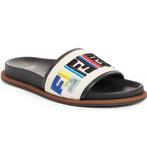 fun fendi logo slide sandal|fendi logo slip on sandals.